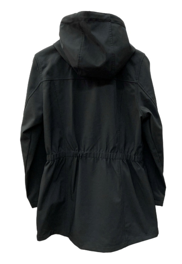 ラルフローレン RalphLauren ローレン LAUREN 現行タグ Quilted Bib Hooded Jacket ダブルクロージャー フーディ コート 二重ジップ キルティング ゴムシャーリング ミディ丈 BLACK 黒 20717S8AA ジャケット ロゴ ブラック Mサイズ 104LT-208