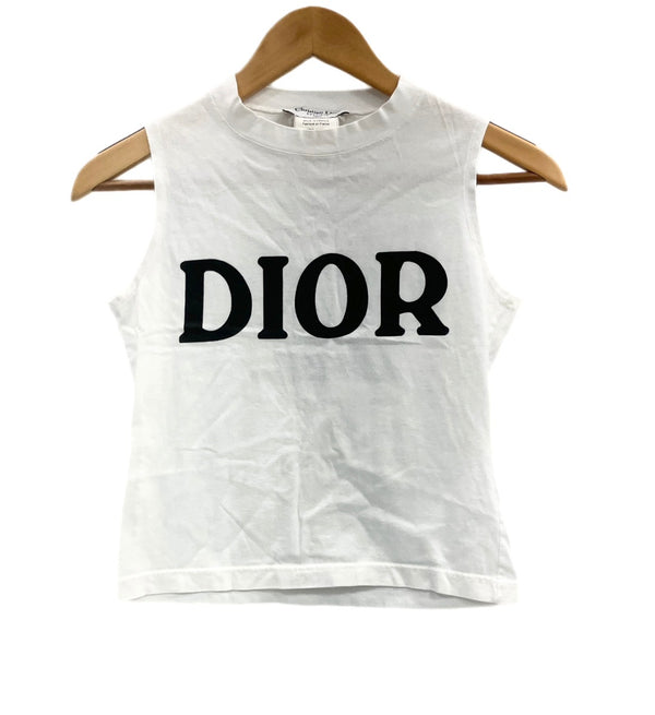 クリスチャンディオール Christian Dior BOUTIQUE ノースリーブ カットソー フランス製 コットン ホワイト 1P18151020 ノースリーブ ホワイト Mサイズ 101LT-134