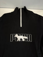 メゾンキツネ MAISON KITSUNE プーマ PUMA コラボ ハーフジップ ロゴ刺繍 長袖 黒 532322-01 スウェット ブラック Mサイズ 101MT-4165