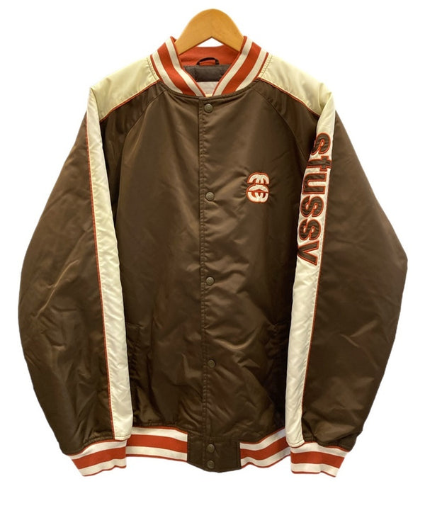 ステューシー STUSSY 袖ロゴ Stadium Jacket スタジャン ナイロンジャケット 中綿ジャケット XL ジャケット ブラウン LLサイズ 101MT-3229