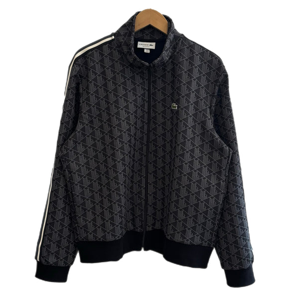 ラコステ LACOSTE モノグラムジャカードトラックジャケット SH1368-10 ジャージ ブラック XLサイズ 201MT-3214