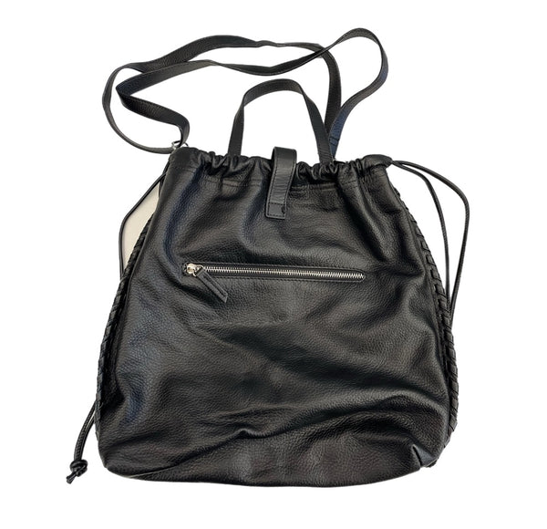 イアパピヨネ ear PAPILLONNER バックル 巾着ショルダーバッグ  本革 黒 2Way EAZ1021212A0008 バッグ レディースバッグ ショルダーバッグ・メッセンジャーバッグ ブラック 101bag-218