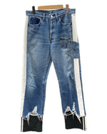 バウワウ BOWWOW REMAKE DENIM PANTS リメイク デニム パンツ 再構築 ボタンフライ ジャージ ジーンズ ズボン 青 黒 無地 BW1801-WLP デニム ブルー Mサイズ 104MB-159