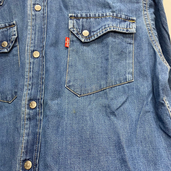 【曜日割引対象外】 リーバイス Levi's 90's 復刻 ショートホーン デニムウエスタンシャツ 日本製 54502-05 長袖シャツ ブルー Mサイズ 201MT-4393 VB