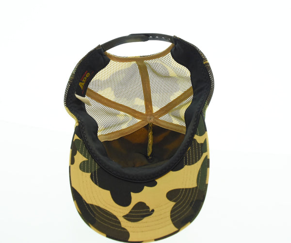 アベイシングエイプ A BATHING APE CAMO 猿顔 迷彩 ロゴ スナップバック メッシュ キャップ 帽子 メンズ帽子 キャップ ブラウン 103H-42