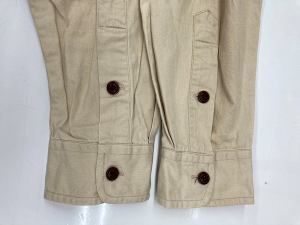 ダブルアールエル RRL 90s 三ツ星タグ MILITARY SHIRT ミリタリー サファリシャツ ステンカラー フロントボタン ヴィンテージ VINTAGE ラルフローレン RALPH LAUREN コットン 北マリアナ諸島製 BEIGE 長袖シャツ 無地 ベージュ Lサイズ 104MT-1971