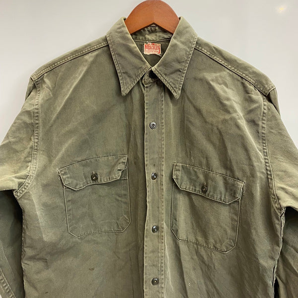 【曜日割引対象外】 ヴィンテージ vintage 40's 50's ヘラクレス HERCULES ワークシャツ 長袖シャツ カーキ 201MT-4760 VB