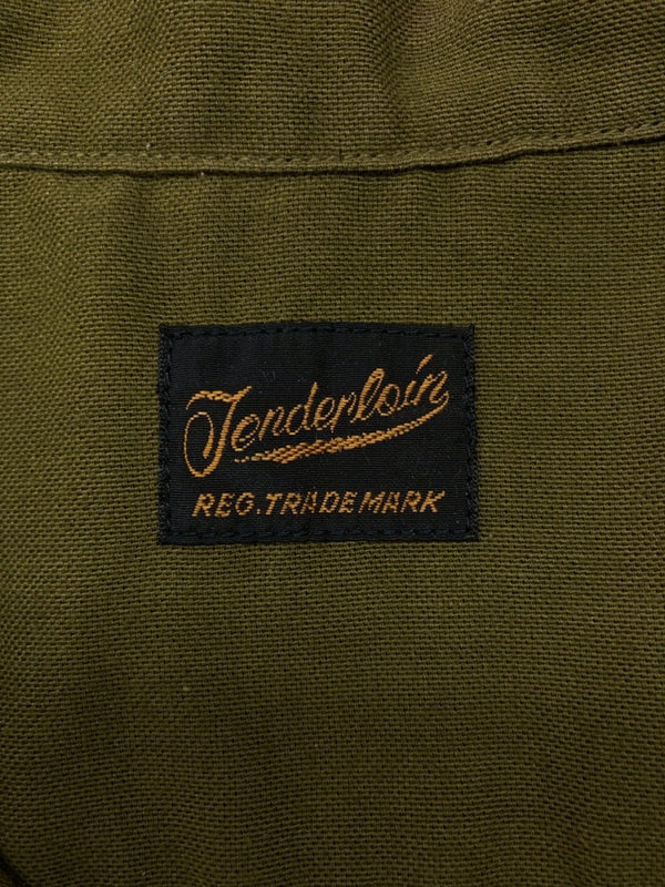 テンダーロイン TENDERLOIN 10SS T-BOWL SHT S/S ボーリングシャツ 開襟 バックロゴ チェーンステッチ 刺繍 OLIVE オリーブ KHAKI 緑 半袖シャツ ロゴ カーキ Sサイズ 104MT-658