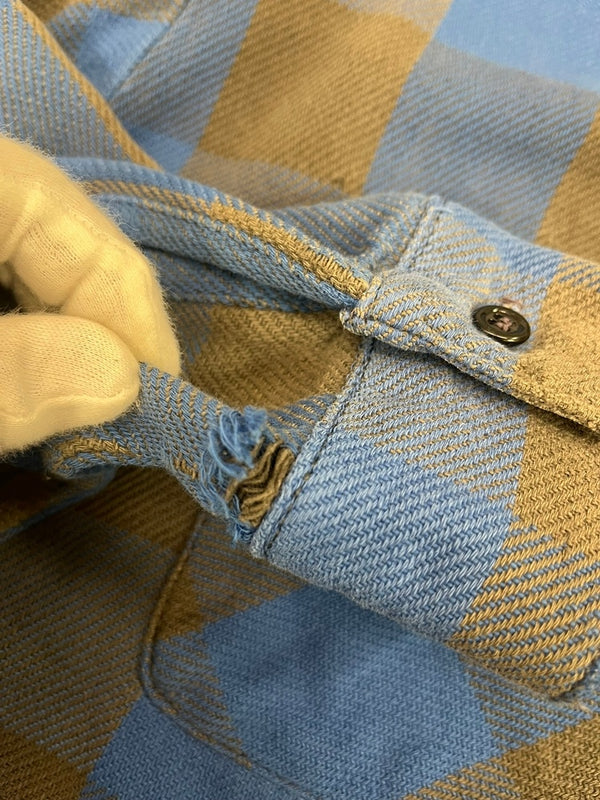 ファイブブラザー FIVE BROTHER 70s~80s 80's 80年代 USA製 ヘビーネルシャツ バッファローチェック柄 青×茶 ヴィンテージ 長袖シャツ ブルー Lサイズ 101MT-5129