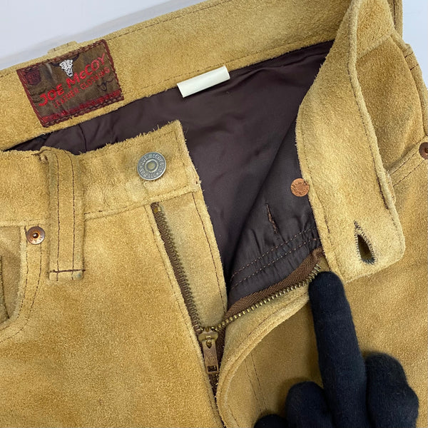 【曜日割引対象外】 リアルマッコイズ JOE McCOY ジョーマッコイ Suede Trousers レザー 305 ボトムスその他 黄色 29×36サイズ 201MB-919 VB