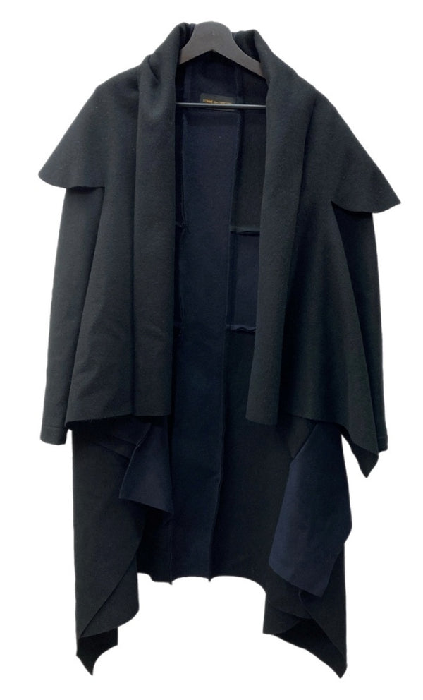 コムデギャルソン COMME des GARCONS 2003年製 オープンフロント オーバーサイズ ビッグシルエット ウール デザインコート 日本製 ユニセックス BLACK 黒 NAVY 紺 GK-C003 コート アシンメトリー ブラック 104LT-175