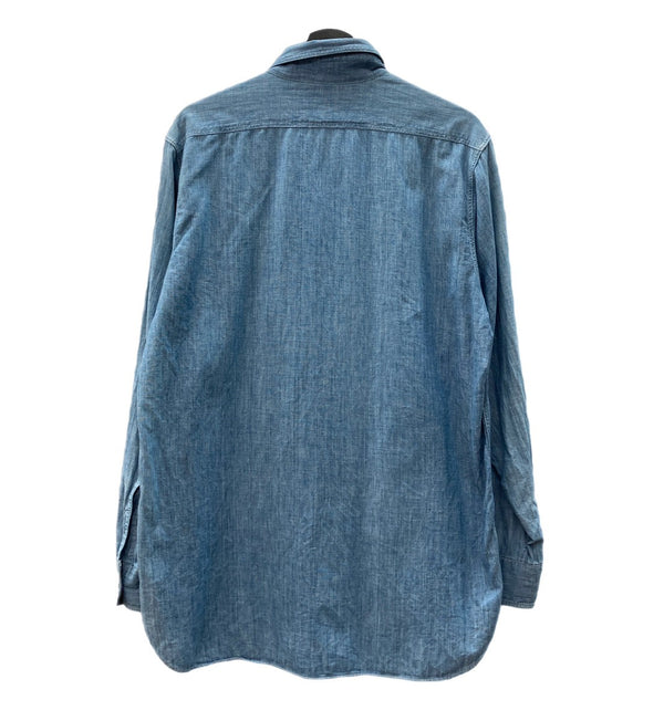 ブッチャープロダクツ BUTCHER PRODUCTS アットラスト  At Last＆Co シャンブレーシャツ ワーク マチ付き 青 サイズ16 長袖シャツ 無地 ブルー 104MT-2259