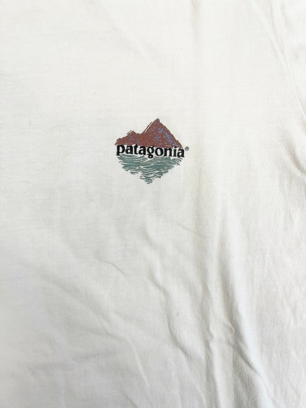 パタゴニア PATAGONIA 90s Vintage ヴィンテージ USA製 フィッツロイ山プリントTee 白 Tシャツ ホワイト Mサイズ 101MT-4731