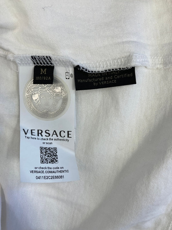 ヴェルサーチェ VERSACE ロゴプリント 半袖カットソー 白  Tシャツ ホワイト Mサイズ 101MT-3681