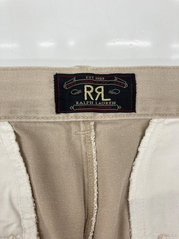 ダブルアールエル RRL 90s CHINO PANTS チノ パンツ ボタンフライ ワーク トラウザーズ 三ツ星タグ USA製 Ralph Lauren 薄茶 無地 チノパン ベージュ 32×31 104MB-346