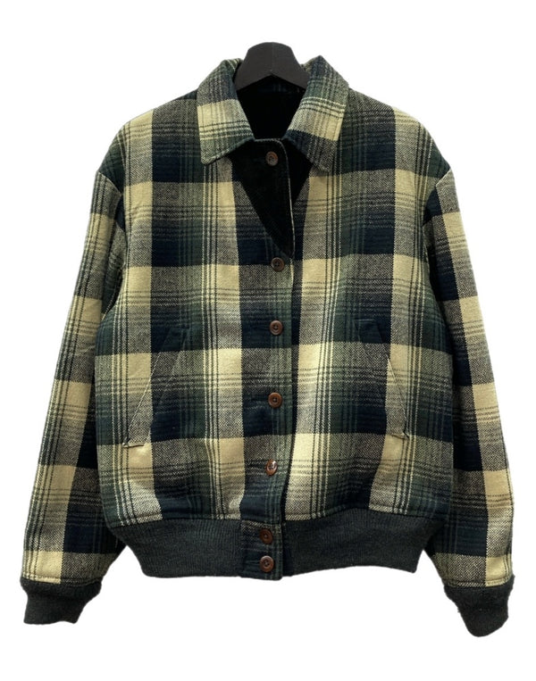 ダブルアールエル RRL 90s 90年代 3つ星タグ リバーシブル ウール コーデュロイ ブルゾン アウター  ジャケット チェック マルチカラー Sサイズ 104MT-2286