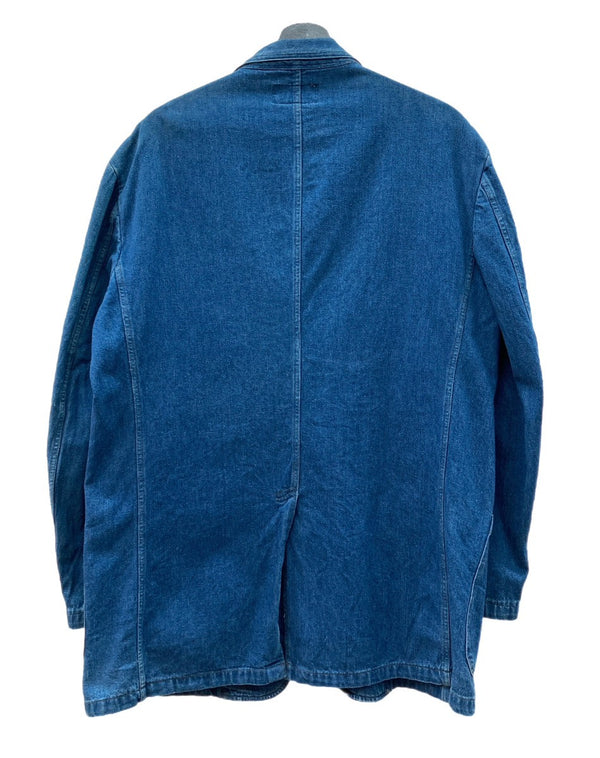 ダブルアールエル RRL 90s 90年代 三ツ星タグ デニム テーラードジャケット ドーナツボタン USA製 紺 ジャケット 無地 ブルー Lサイズ 104MT-2019