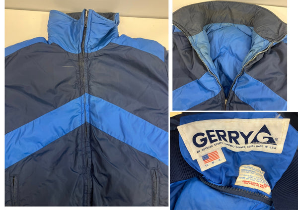 ジェリー GERRY 80’s 80年代 旧タグ 2トーン 切替デザイン ダウンジャケット VINTAGE ヴィンテージ MADE IN USA アメリカ製 - ジャケット ブルー 101MT-4616