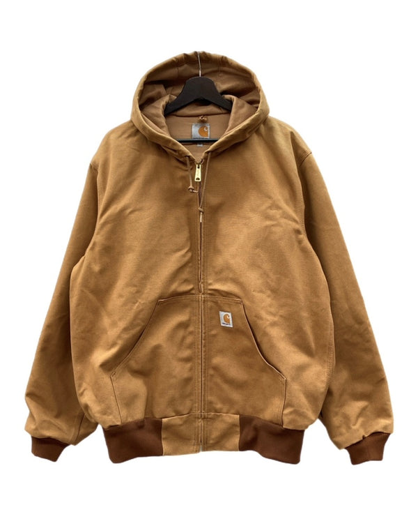 カーハート Carhartt ACTIVE JACKET アクティブジャケット ジップアップ フーディ ダック地 キャメル アウター 茶 J131-BRN ジャケット ロゴ ブラウン Mサイズ 104MT-1861