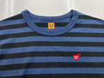 ヒューマンメイド Human Made Striped L/S T-Shirt ストライプ ロング スリーブ Tシャツ クルーネック ロンT 青 ロンT 刺繍 ブルー XLサイズ 104MT-1459