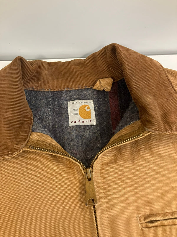 カーハート Carhartt 80's 80年代 100周年 100YEARS デトロイトジャケット ワークジャケット ジップアップ ダック地 裏地ブランケット VINTAGE ヴィンテージ - ジャケット ブラウン 101MT-5326