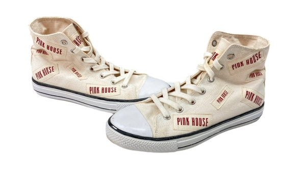 ピンクハウス PINKHOUSE ハイカット ワッペン レトロ ロゴ レースアップ SNEAKERS シューズ  オフホワイト BEIGE A2171PSH417 レディース靴 スニーカー ベージュ Lサイズ 104S-823