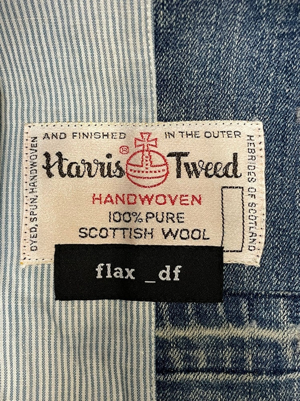 flax_df gallery ハリスツイード パッチワーク 再構築 ベスト ブルー 601MT-50