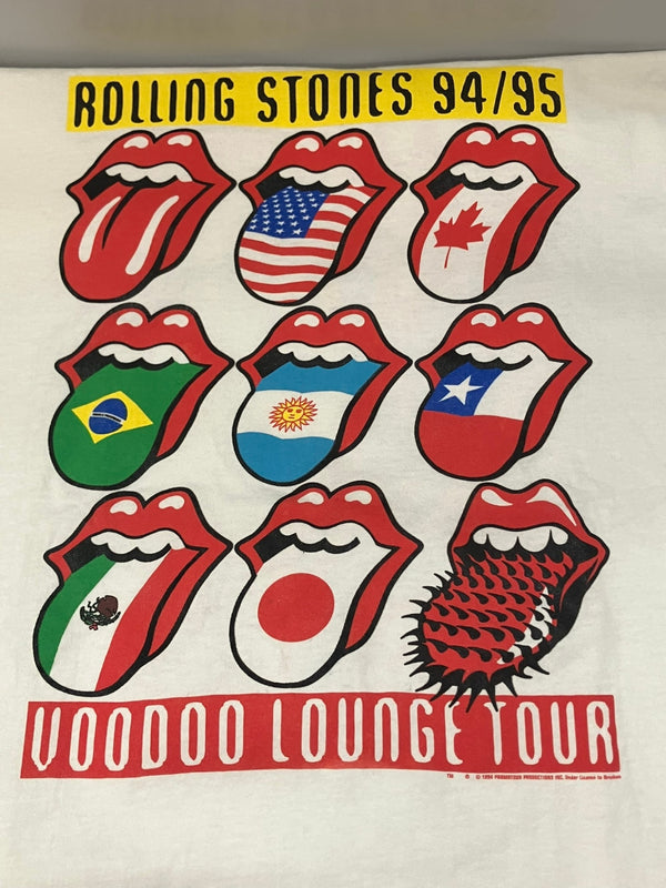 バンド band 90s 90's  BROCKUM Rolling Stones VOODOO LOUNGE WORLD TOUR 94/95 ローリングストーンズ ワールドツアー XL Tシャツ ホワイト LLサイズ 101MT-3080