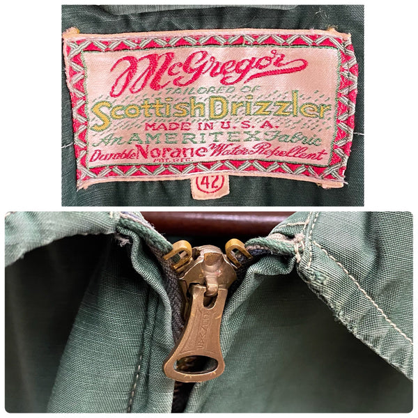 【曜日割引対象外】 ヴィンテージ vintage 40's mcgregor McGREGOR USA製 SCOTTISH DRIZZLER ドリズラー ジャケット グリーン 42サイズ 201MT-3553 VB