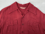 ヴィンテージ vintage 50s 50年代 Don Juan OF CALIFORNIA USA製 レーヨンギャバ オープンカラー 開襟 長袖シャツ 無地 レッド Mサイズ 104MT-1311