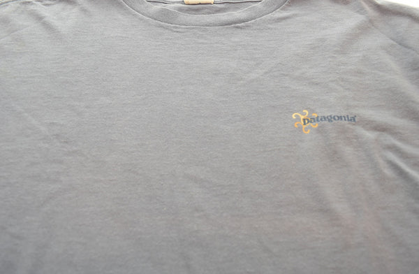 パタゴニア PATAGONIA 90s 90's 90年代 USA製 BENEFICIAL ロゴ プリント 長袖Tシャツ 青 ロンT ブルー Lサイズ 103MT-1998
