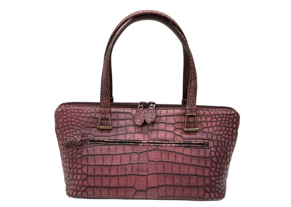 クロコダイル Crocodile アスカ 明日香 ASUKA JRA認定 トートバッグ 肩掛け マットクロコ 本革 チャーム付 カードケース付 日本製 155 BORDEAUX ボルドー PURPLE 紫 バッグ レディースバッグ ハンドバッグ ワインレッド 104B-70