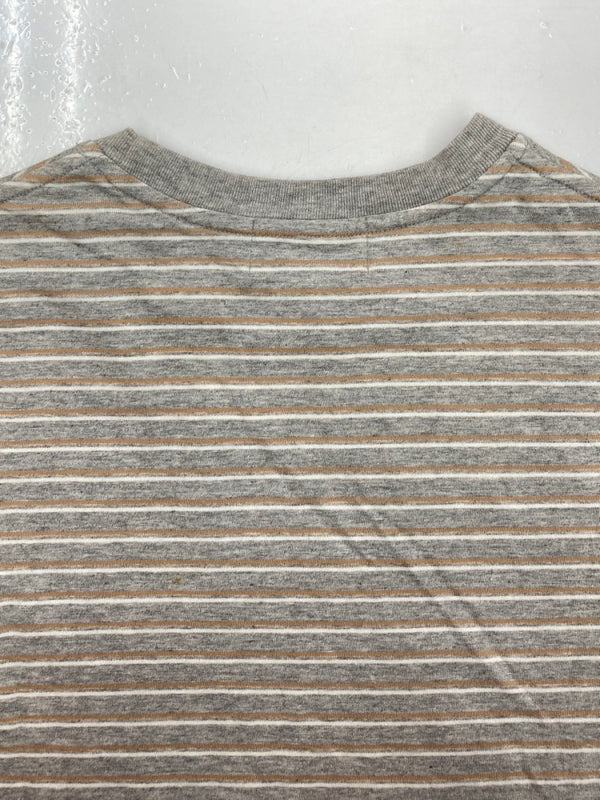 ダブルアールエル RRL 90s BORDER SS T-SHIRT ボーダー 半袖 Tシャツ クルーネック ストライプ 三ツ星タグ Ralph Lauren 灰 Tシャツ ライン グレー Mサイズ 104MT-1486