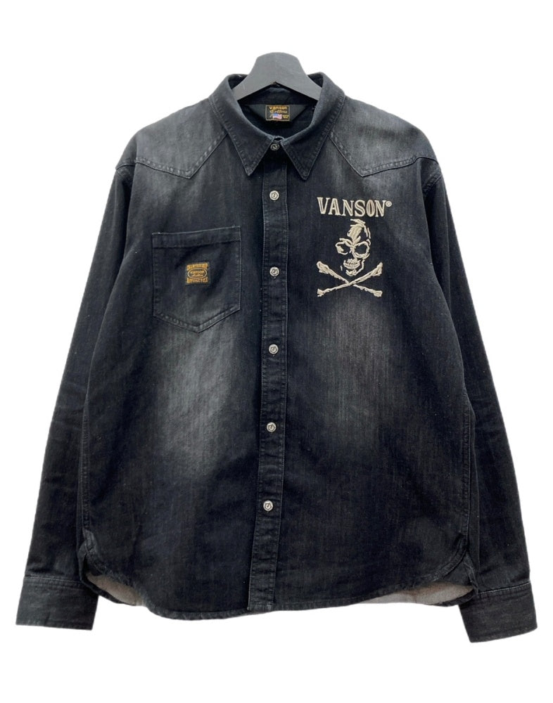 【VANSON】 T.F.O.A ウエスタンシャツ 長袖シャツ スカル刺繍 XL VANSON】 T.F.O.A ウエスタンシャツ 長袖シャツ スカル刺繍 XL