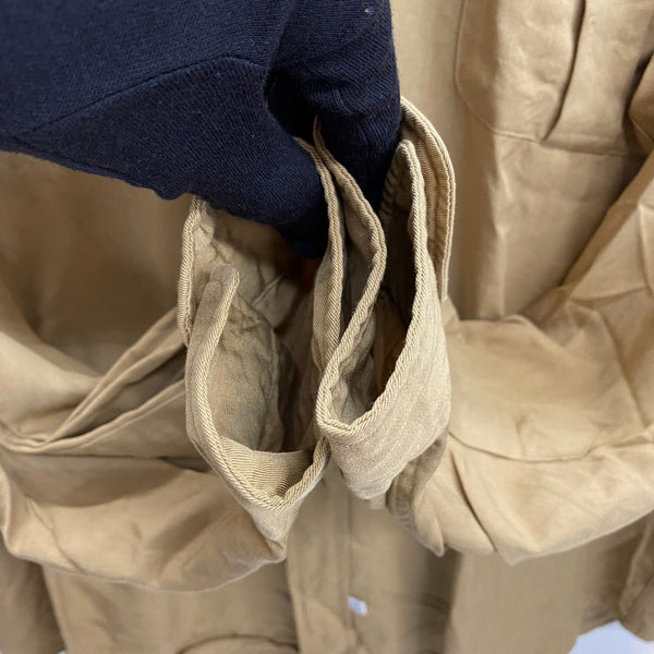 【曜日割引対象外】 ラルフローレン RALPH LAUREN レーヨン サファリシャツ エポレット 無地 長袖シャツ ベージュ Lサイズ 201MT-4363 VB