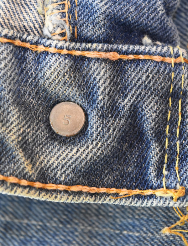 リーバイス Levi's 70s 505-0217 66前期 最初期 ボタン裏5 スレーキスタンプ 42TALON 70's デニム ブルー W36 103MB-587