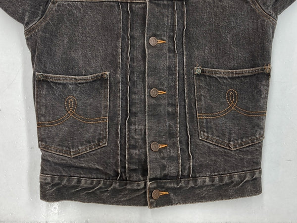 ラルフローレン RalphLauren 2nd type BLACK DENIM JACKET ブラック デニム ジャケット 裏地ブランケット 襟コーデュロイ Gジャン 黒 ジャケット ロゴ ブラック Lサイズ 104MT-1527