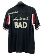 ヒステリックグラマー HYSTERIC GLAMOUR BOWLING SHIRT ボーリング シャツ チェーンステッチ アロハ オープンカラー 開襟 刺繍 半袖 黒 2AH-0240 半袖シャツ ロゴ ブラック Fサイズ 104MT-2333