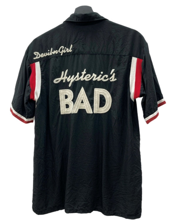 ヒステリックグラマー HYSTERIC GLAMOUR BOWLING SHIRT ボーリング シャツ チェーンステッチ アロハ オープンカラー 開襟 刺繍 半袖 黒 2AH-0240 半袖シャツ ロゴ ブラック Fサイズ 104MT-2333