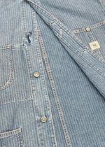 ダブルアールエル RRL 90s COVERALL JACKET カバーオール ジャケット 三ツ星タグ ヘリボーン USA製 Ralph Lauren 青 ジャケット ロゴ ブルー Mサイズ 104MT-1362