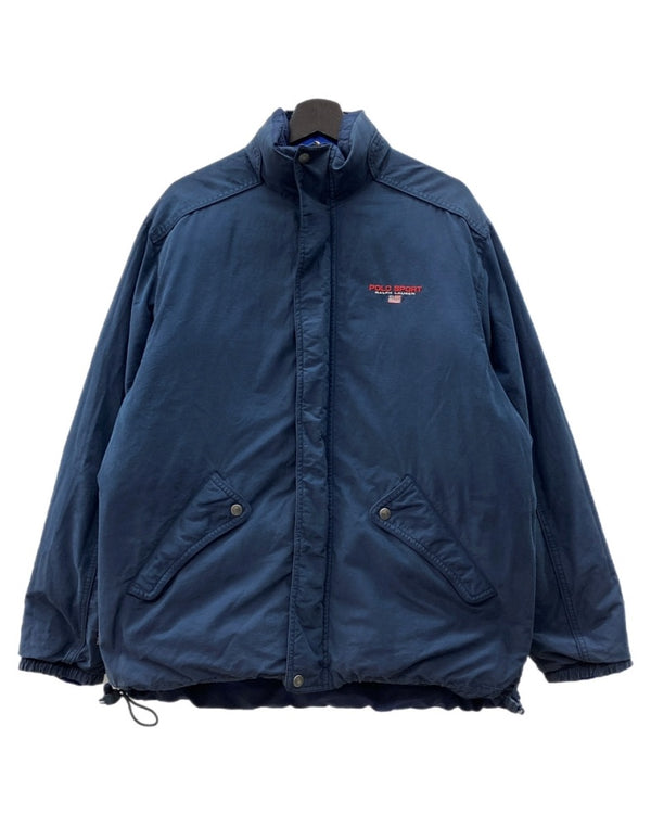 ラルフローレン RalphLauren POLO SPORT 90s REVERSIBLE DOWN PUFFER JACKET リバーシブル ダウン パファー ジャケット ジップアップ アウター 青 紺 ジャケット ロゴ ネイビー Mサイズ 104MT-2143