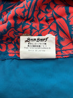 サンサーフ SUN SURF ALOHA SHIRT PINEAPPLE BORDER 長袖 アロハシャツ 開襟 オープンカラー パイナップル ブルー系 レッド系 SS25445 長袖シャツ 総柄 ブルー Mサイズ 104MT-96