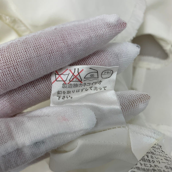 カネコイサオ kaneko isao ワンダフルワールド リボン ブラウス フリル パールボタン 半袖シャツ ホワイト 201LT-434