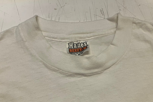 ヴィンテージ vintage 80's 80年代 Hanes MUSTACHE RIDES マスタッシュ 10セント  MADE IN USA アメリカ製 シングルステッチ Tシャツ ホワイト 101MT-4974
