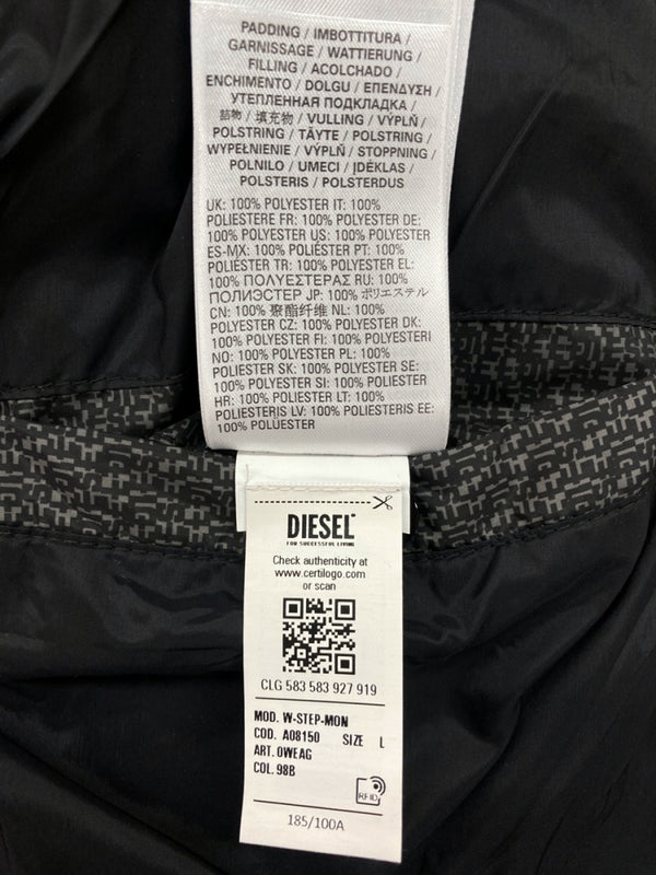 ディーゼル DIESEL W-STEP-MON JACKET 中綿 ジャケット モノグラム パフ パテッド グラデーション 黒 A08150 ジャケット ロゴ ブラック Lサイズ 104MT-860