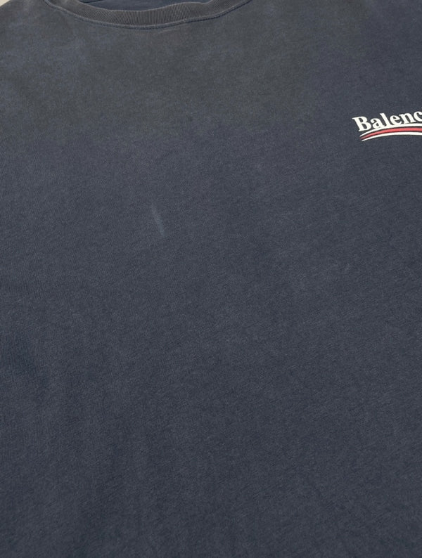 バレンシアガ BALENCIAGA CAMPAIGN LOGO PRINT T-SHIRT キャンペーン ロゴ プリント Tシャツ 半袖 カットソー 紺 556150 TAV44 Tシャツ ロゴ ネイビー Mサイズ 104MT-1183