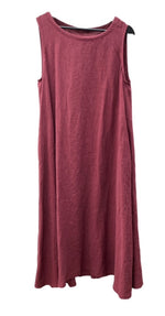 ポプリ pot-pourri  リネン LINEN 麻 ノースリーブ ロングワンピース 日本製 ポケット付き BORDEAUX ボルドー 赤 30379 ワンピース 無地 レッド 104LT-171