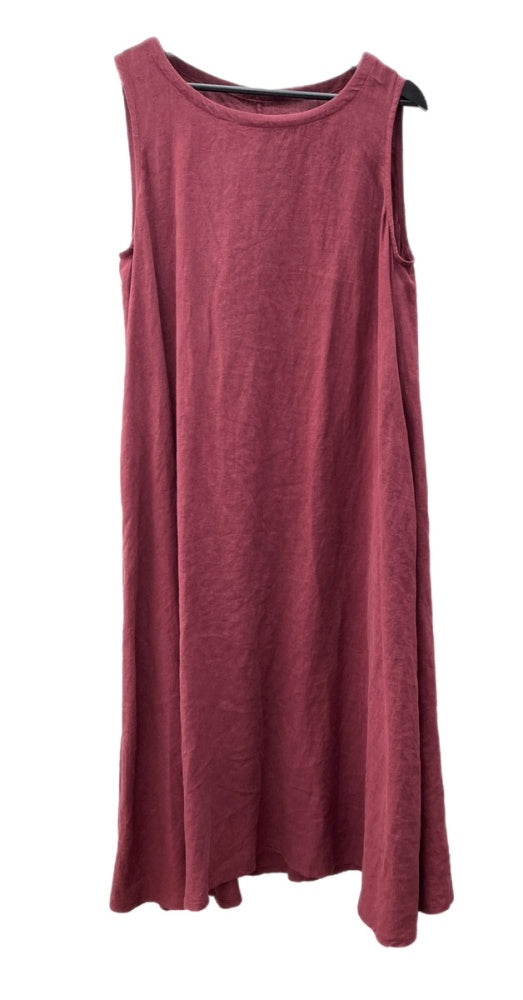 ポプリ pot-pourri  リネン LINEN 麻 ノースリーブ ロングワンピース 日本製 ポケット付き BORDEAUX ボルドー 赤 30379 ワンピース 無地 レッド 104LT-171