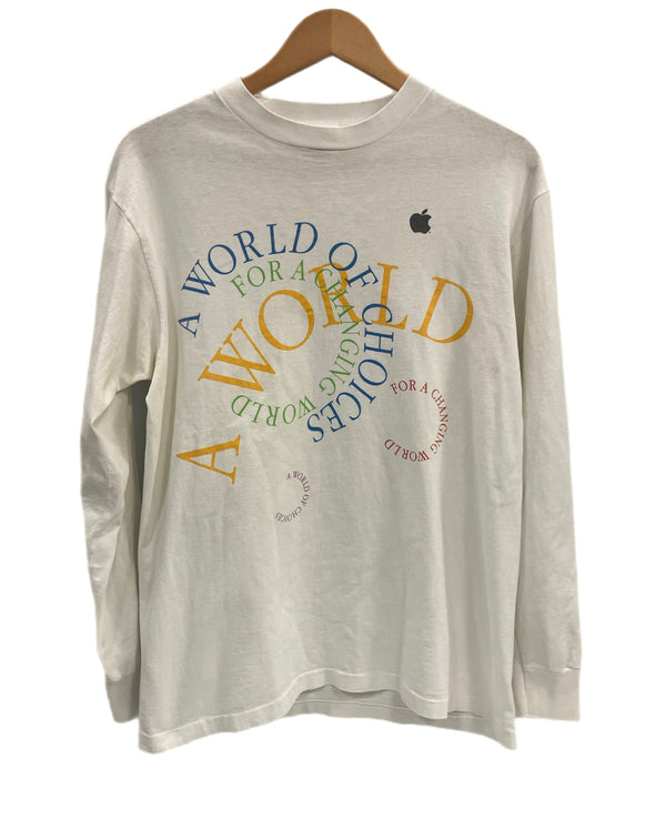 ヴィンテージ vintage 80’s～90’s 80s 90s  anvil APPLE アップル A WORLD OF CHOICES 企業Tee アートT art シングルステッチ ロンT ホワイト Lサイズ 101MT-3674