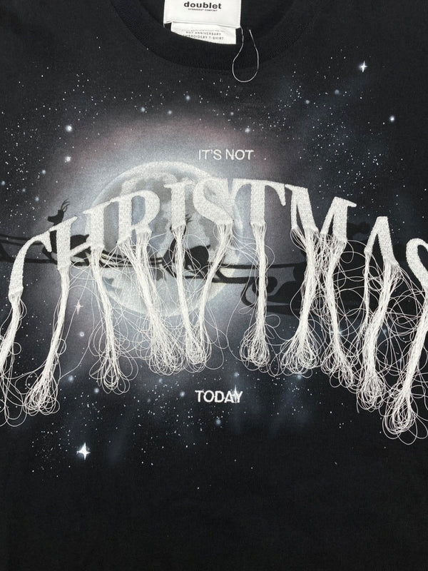 ダブレット doublet 21SS NOT ANNIVERSARY EMBROIDERY T-SHIRT 半袖 Tシャツ 刺繍 カットソー 黒 21SS32CS177 Tシャツ プリント ブラック Sサイズ 104MT-2117